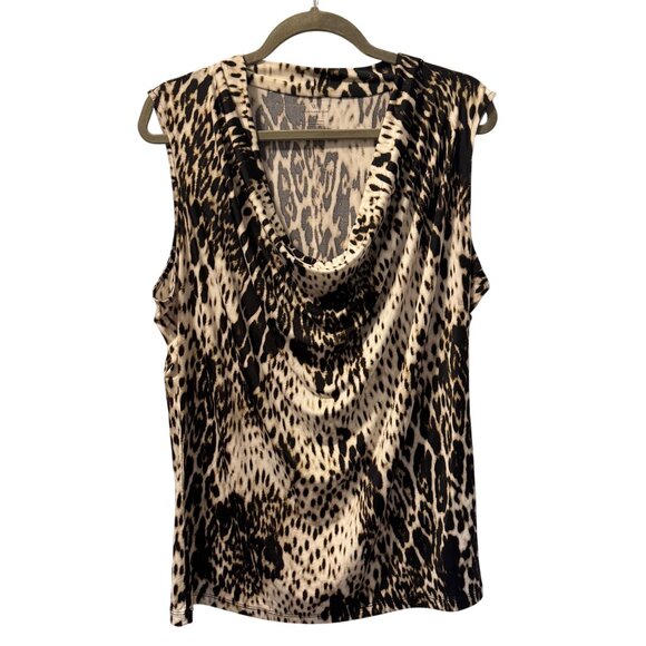 Worthington Tops - Worthington Womens Sleeveless Cowl Neck Animal Print Top Sz XL blouse